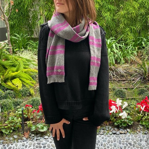 Stripe Cashmere Tube Knit Scarf Stole